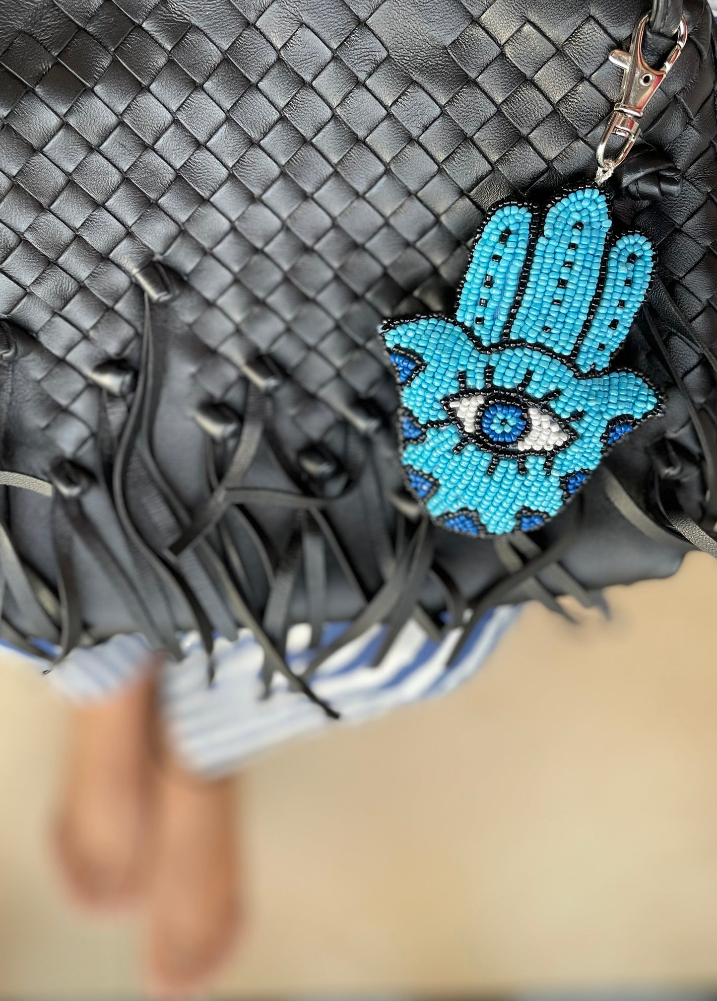 Fitoor Banjaaran's Hand Embroidered Evil Eye Hamsa Charm